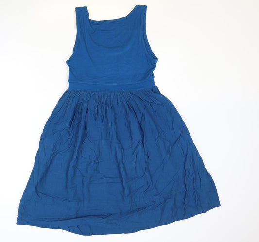 Valerie Bertinelli Womens Blue Viscose Tank Dress Size M Scoop Neck Pullover