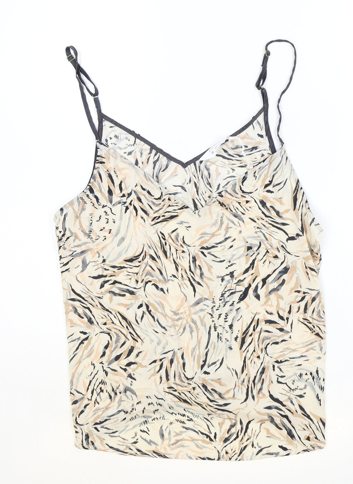 Primark Womens Brown Geometric Polyester Basic Tank Size M V-Neck