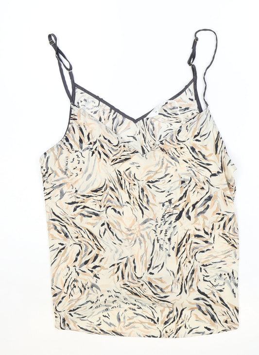 Primark Womens Brown Geometric Polyester Basic Tank Size M V-Neck