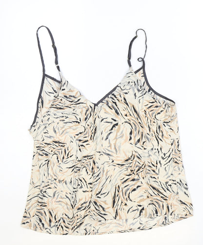 Primark Womens Brown Geometric Polyester Basic Tank Size M V-Neck