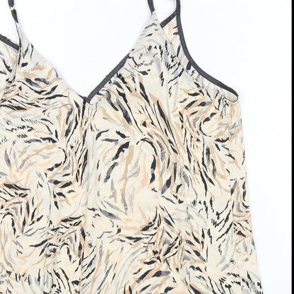 Primark Womens Brown Geometric Polyester Basic Tank Size M V-Neck