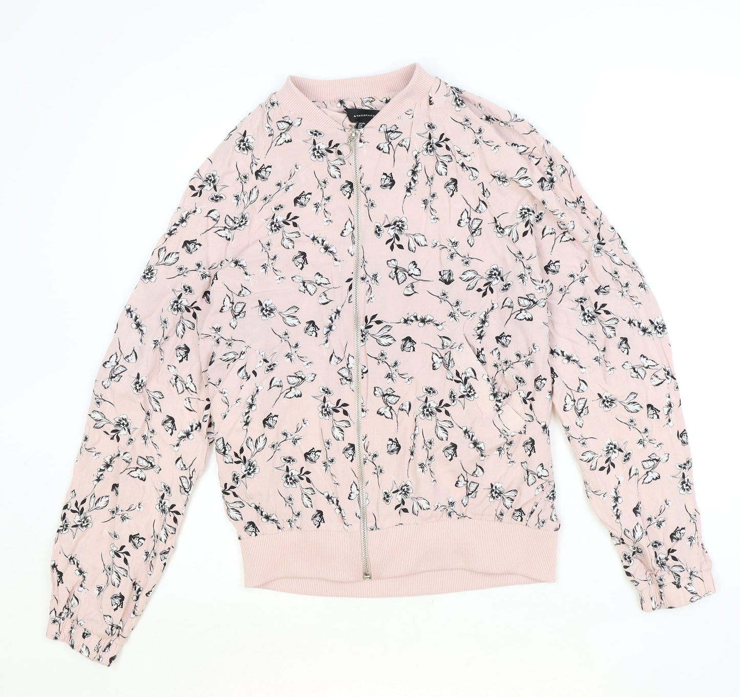 Atmosphere Womens Pink Geometric Varsity Jacket Jacket Size 14 Zip