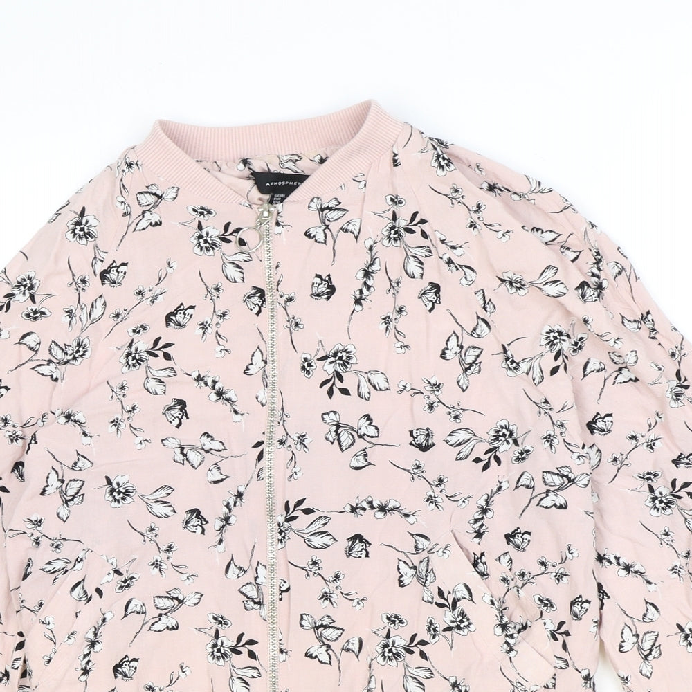 Atmosphere Womens Pink Geometric Varsity Jacket Jacket Size 14 Zip