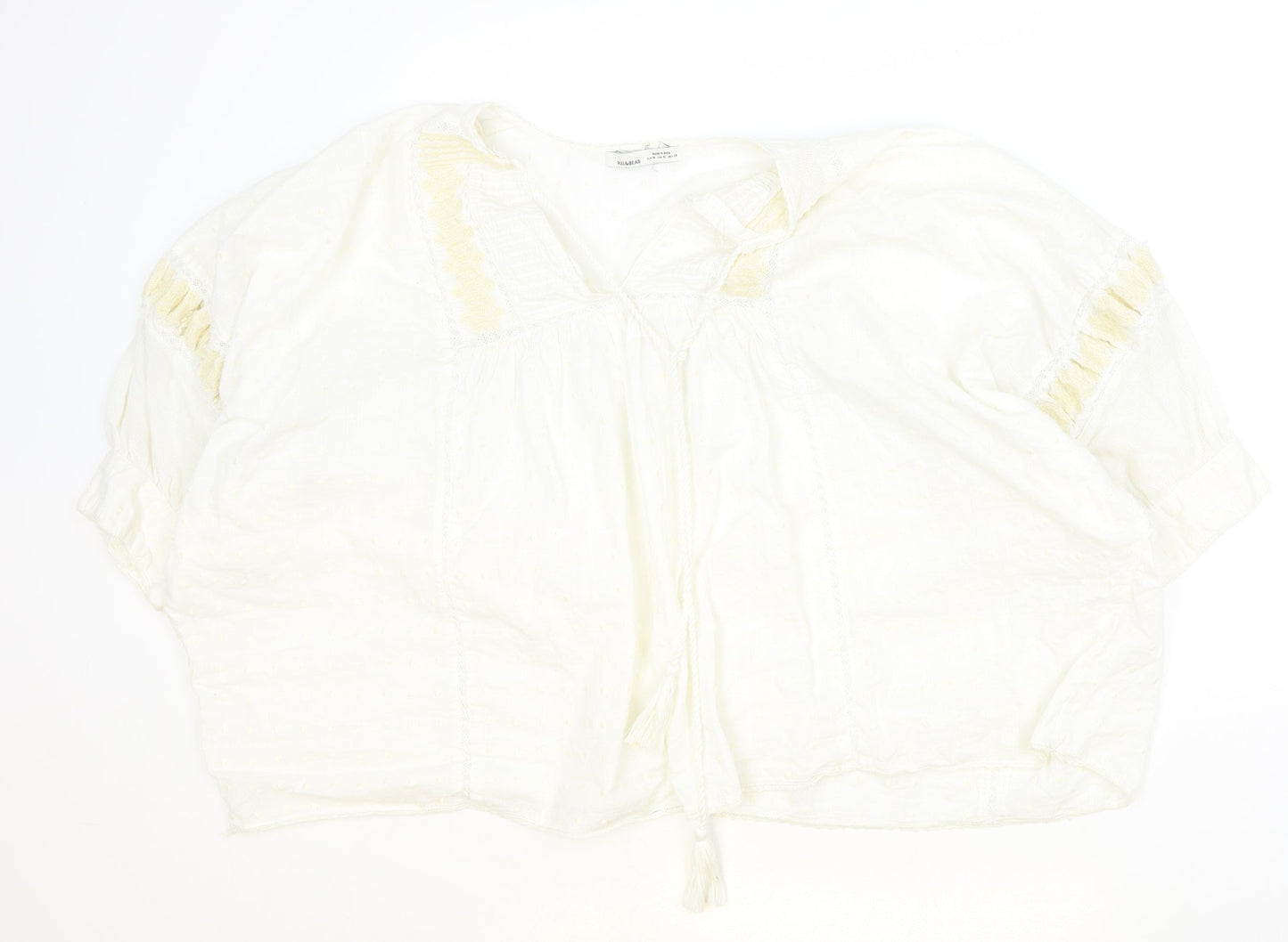 Womens UK Size M Pull&Bear Ivory Basic Blouse