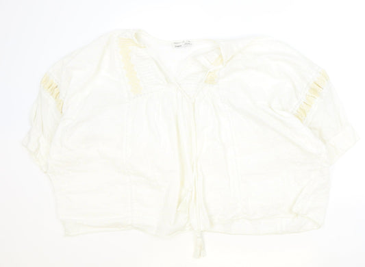 Womens UK Size M Pull&Bear Ivory Basic Blouse
