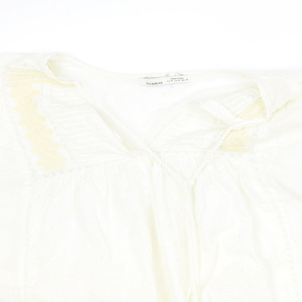 Womens UK Size M Pull&Bear Ivory Basic Blouse