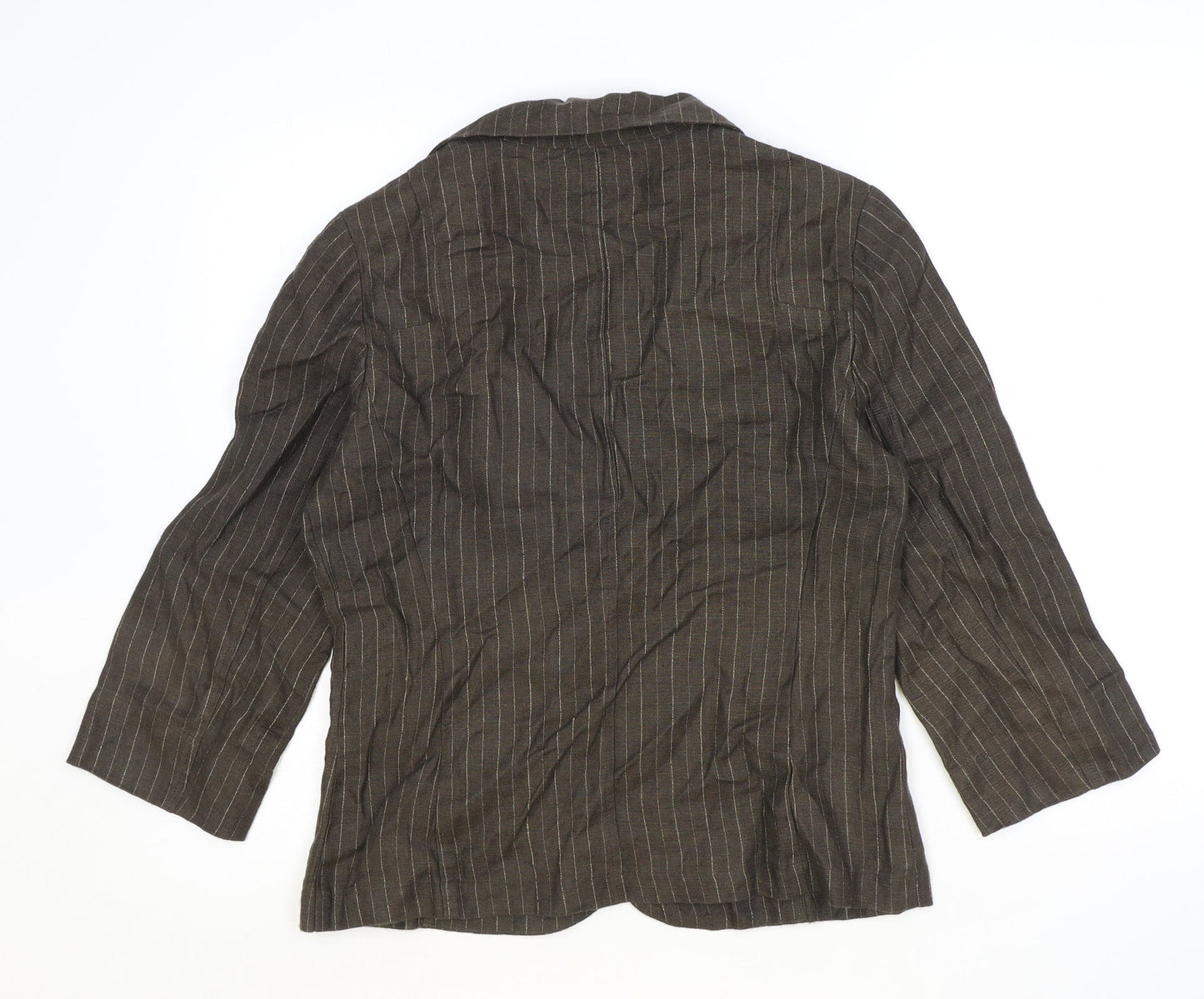 John Lewis Womens Brown Striped Linen Jacket Blazer Size 10