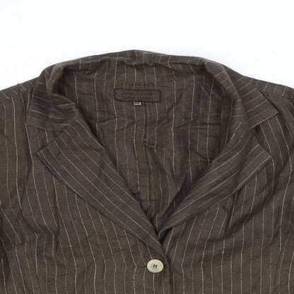 John Lewis Womens Brown Striped Linen Jacket Blazer Size 10