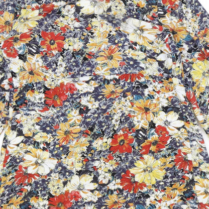 Boohoo Womens Multicoloured Floral Polyacrylate Fibre Basic Blouse Size 10 V-Neck