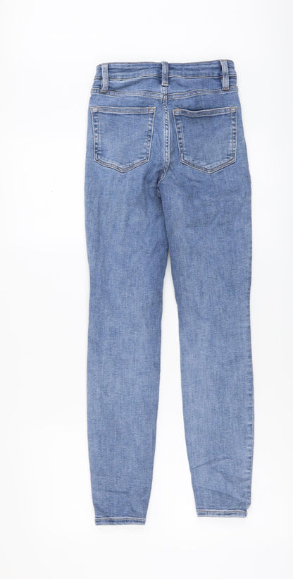 Mango Womens Blue Cotton Skinny Jeans Size 4 L28.5 in Regular Button