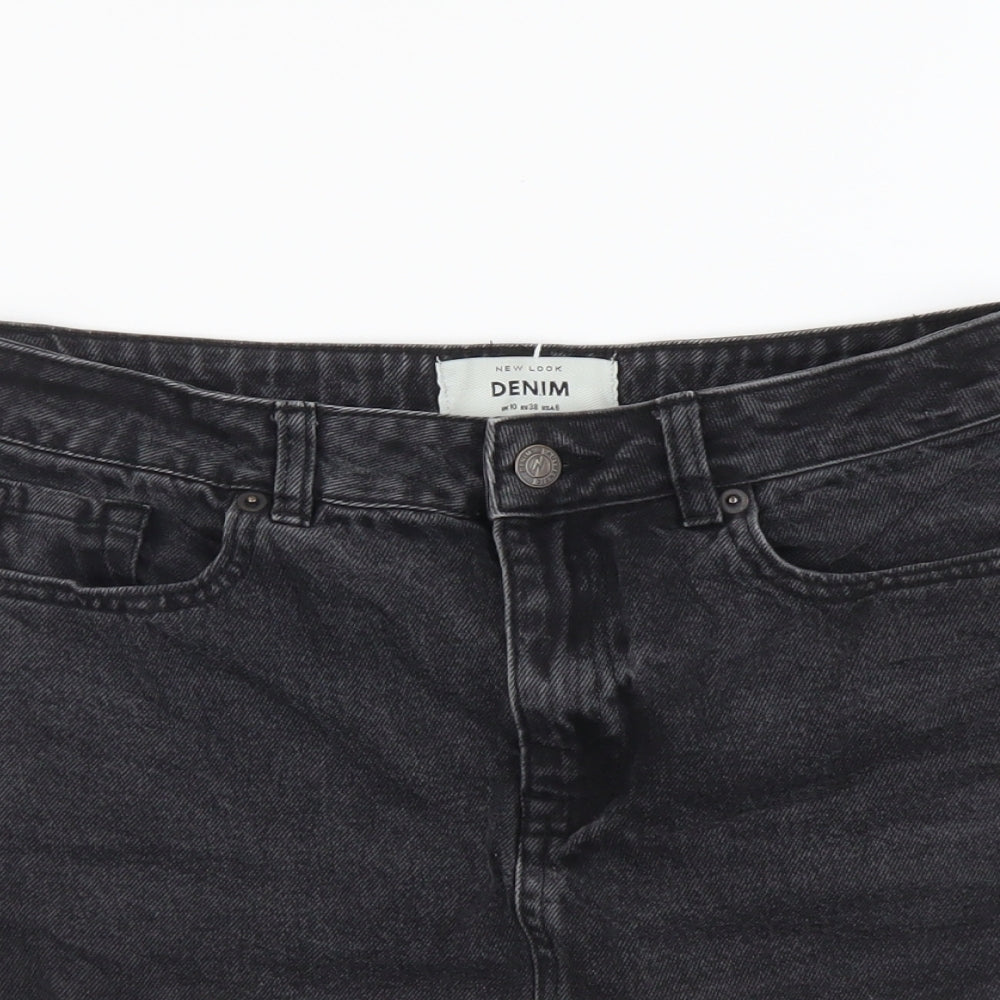 New Look Womens Grey Cotton Mini Skirt Size 10 Button