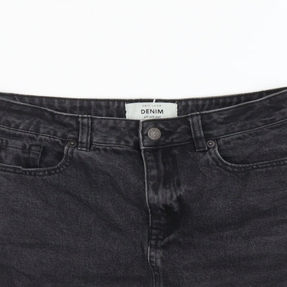 New Look Womens Grey Cotton Mini Skirt Size 10 Button