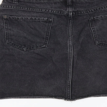 New Look Womens Grey Cotton Mini Skirt Size 10 Button