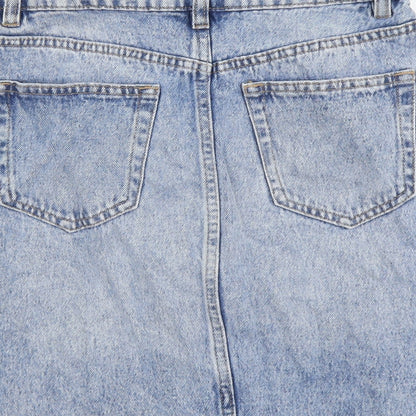 H&M Womens Blue Cotton Straight & Pencil Skirt Size 6 Button