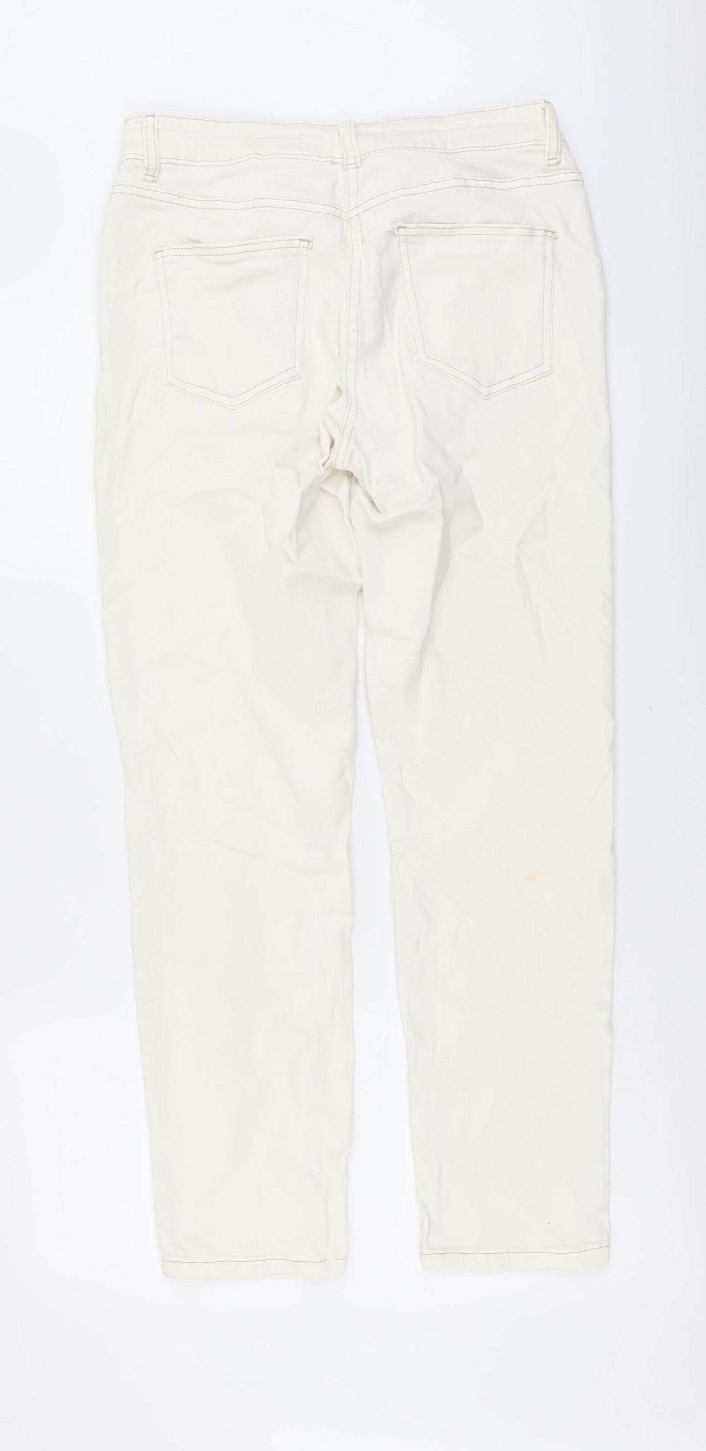 NEXT Womens Ivory Cotton Skinny Jeans Size 10 L29 in Regular Button