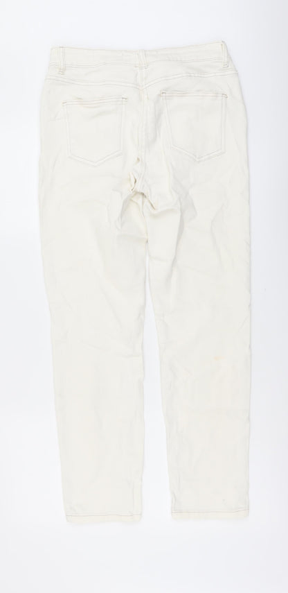 NEXT Womens Ivory Cotton Skinny Jeans Size 10 L29 in Regular Button