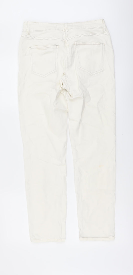 NEXT Womens Ivory Cotton Skinny Jeans Size 10 L29 in Regular Button