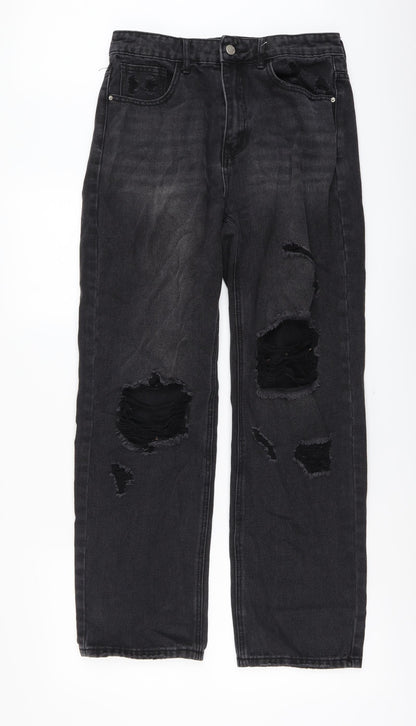 SheIn Womens Grey Cotton Straight Jeans Size M L30 in Regular Button