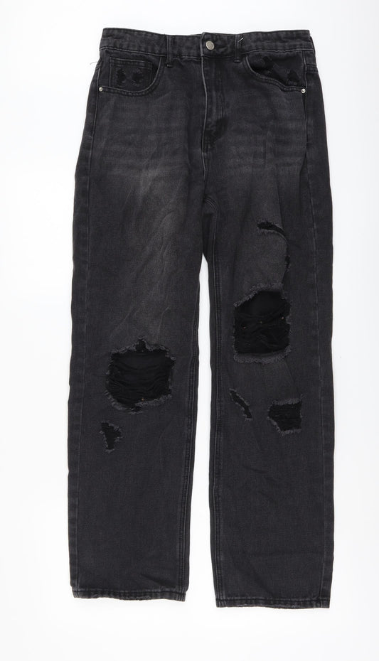 SheIn Womens Grey Cotton Straight Jeans Size M L30 in Regular Button