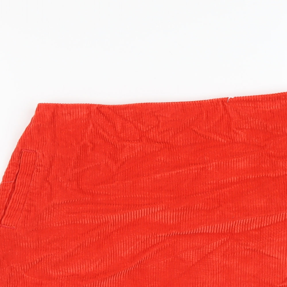 New Look Womens Red Cotton Mini Skirt Size 8 Zip