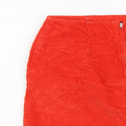 New Look Womens Red Cotton Mini Skirt Size 8 Zip