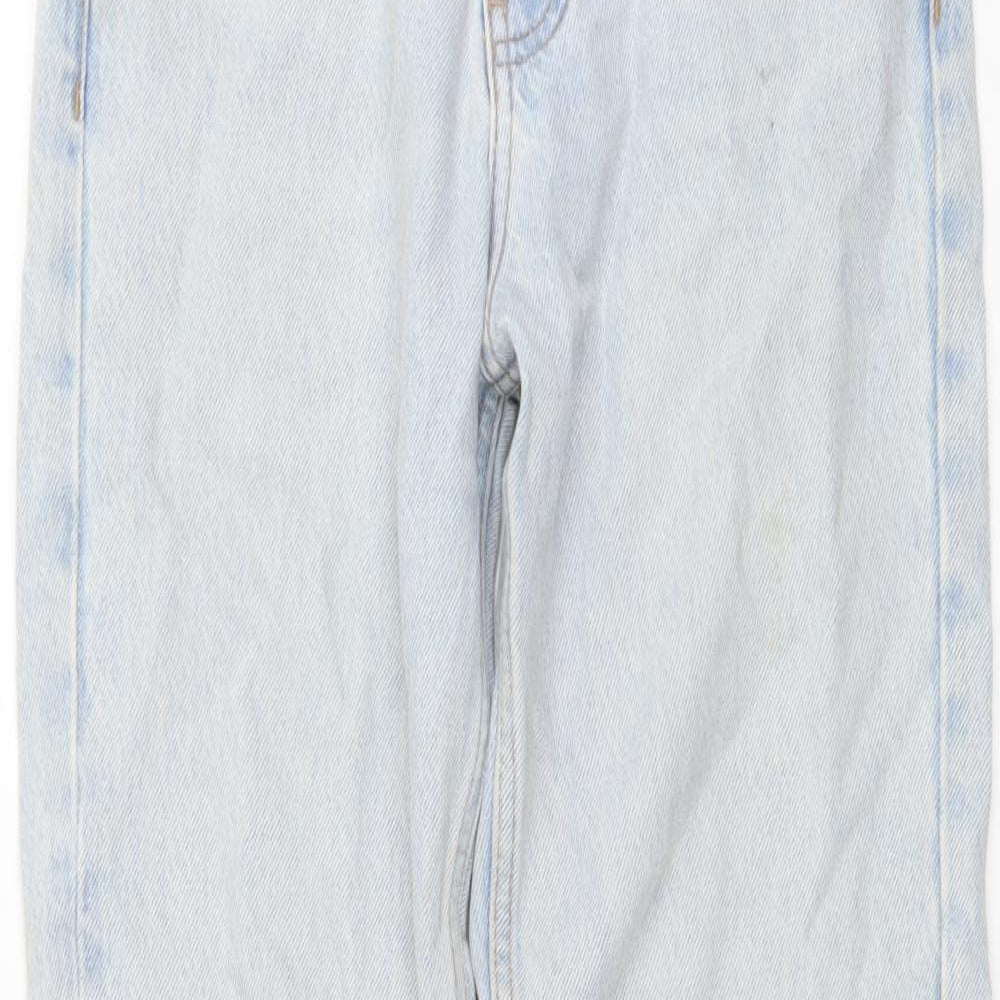 Mango Womens Blue Cotton Straight Jeans Size 4 L25 in Regular Button