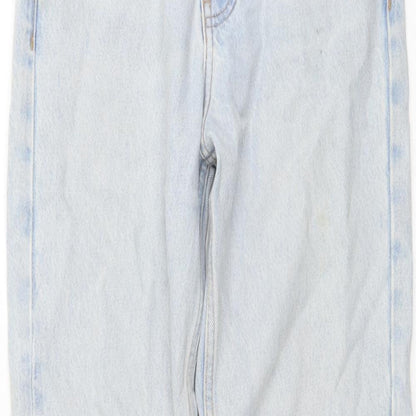 Mango Womens Blue Cotton Straight Jeans Size 4 L25 in Regular Button