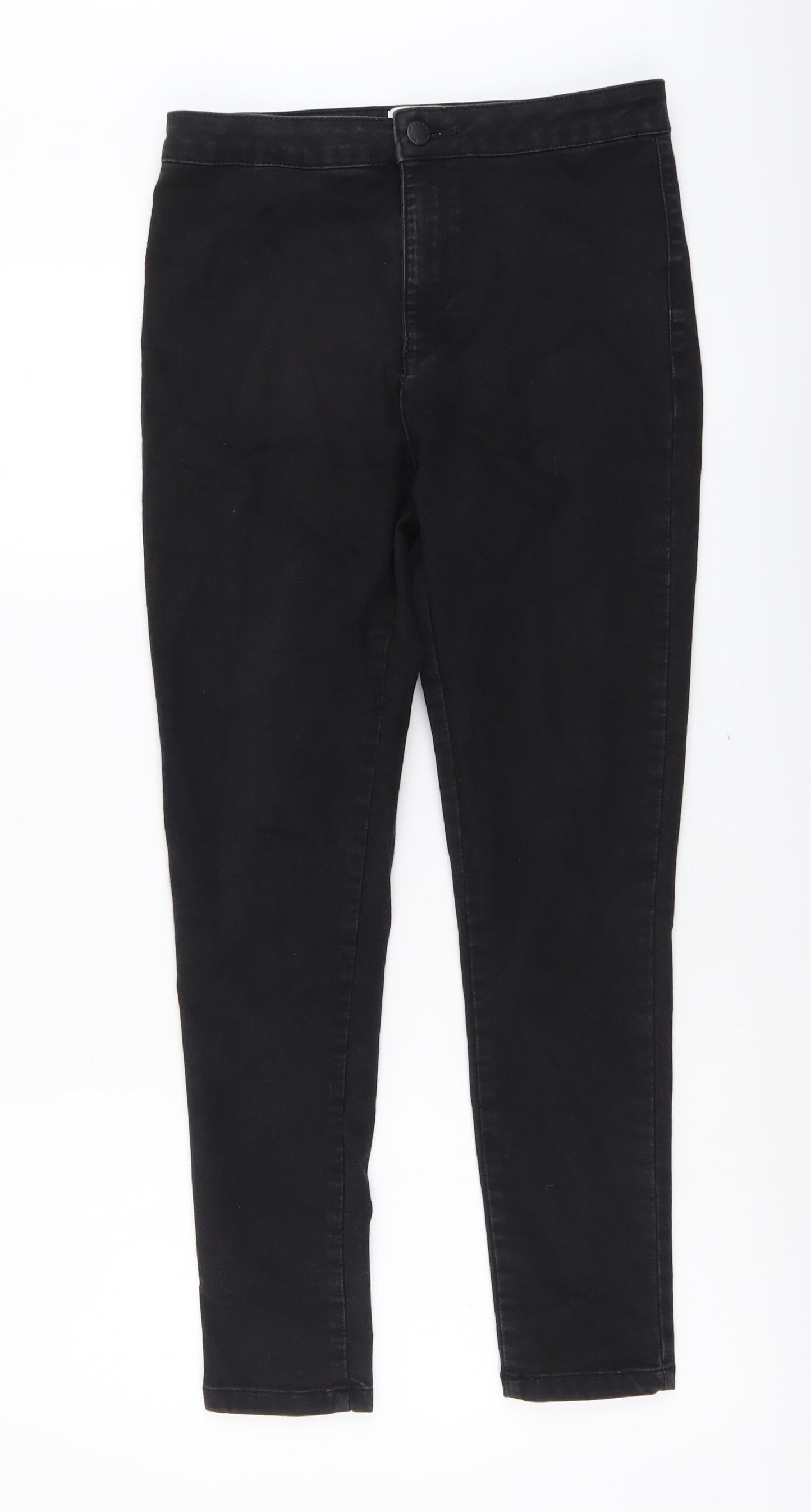 Miss Selfridge Womens Black Cotton Skinny Jeans Size 12 L26 in Regular Button