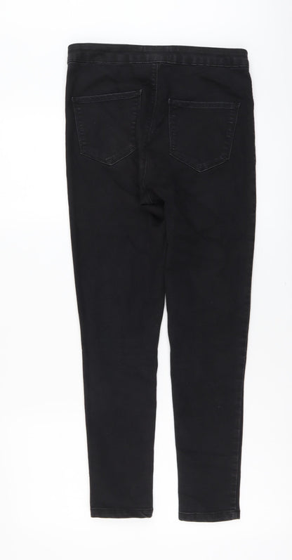 Miss Selfridge Womens Black Cotton Skinny Jeans Size 12 L26 in Regular Button