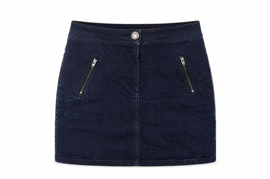 Marks and Spencer Womens Blue Cotton Straight & Pencil Skirt Size 8 Button