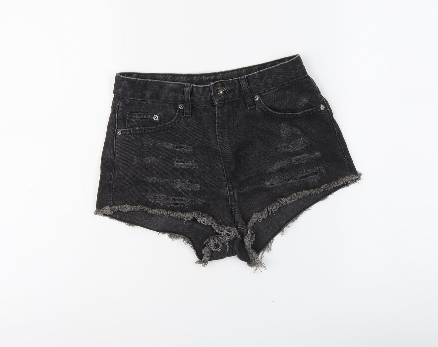 H&M Womens Grey Cotton Cut-Off Shorts Size 6 L3 in Regular Button