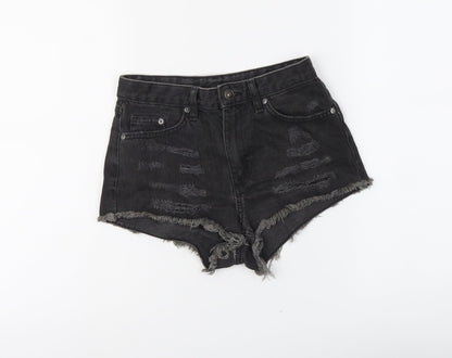 H&M Womens Grey Cotton Cut-Off Shorts Size 6 L3 in Regular Button