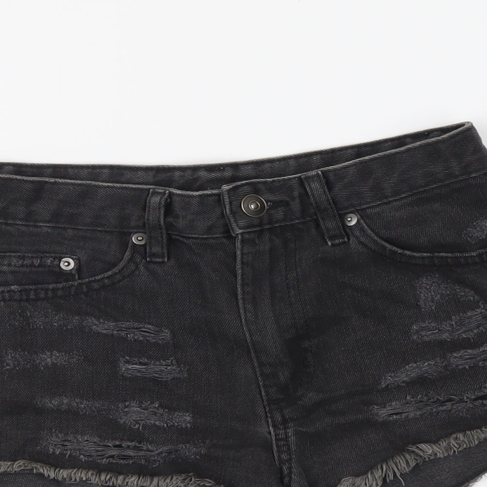 H&M Womens Grey Cotton Cut-Off Shorts Size 6 L3 in Regular Button