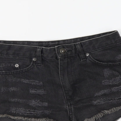 H&M Womens Grey Cotton Cut-Off Shorts Size 6 L3 in Regular Button