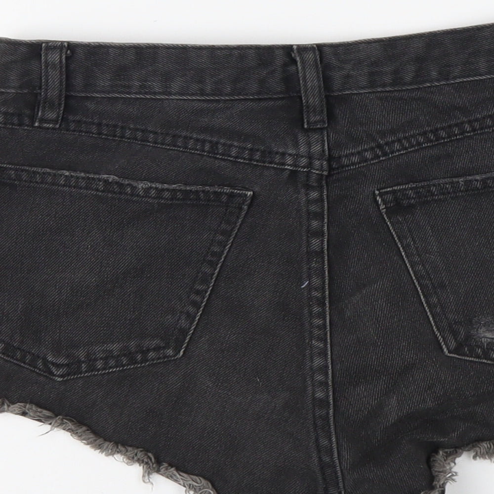 H&M Womens Grey Cotton Cut-Off Shorts Size 6 L3 in Regular Button