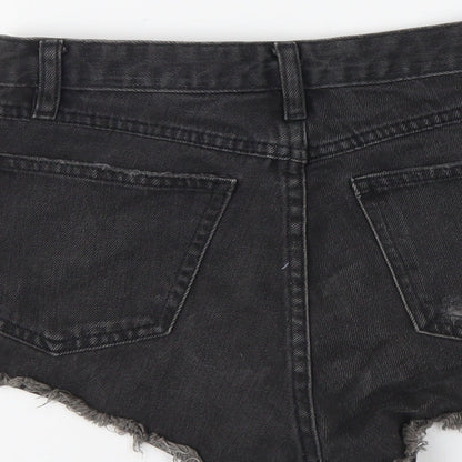 H&M Womens Grey Cotton Cut-Off Shorts Size 6 L3 in Regular Button
