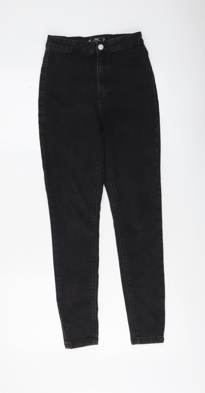 Missguided Womens Black Cotton Jegging Jeans Size 8 L26 in Slim Button