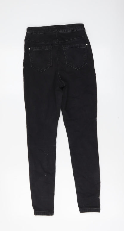 Missguided Womens Black Cotton Jegging Jeans Size 8 L26 in Slim Button