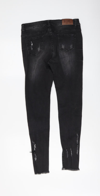 I-X London Womens Grey Cotton Skinny Jeans Size 10 L29 in Regular Button