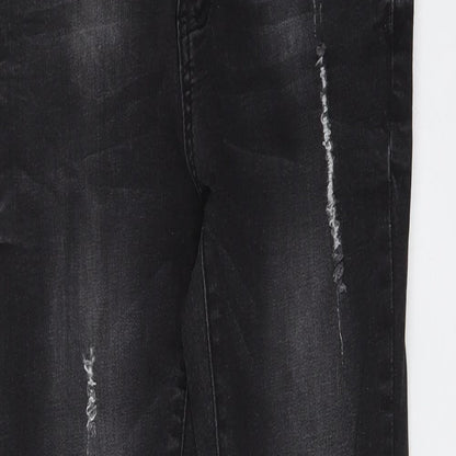 I-X London Womens Grey Cotton Skinny Jeans Size 10 L29 in Regular Button