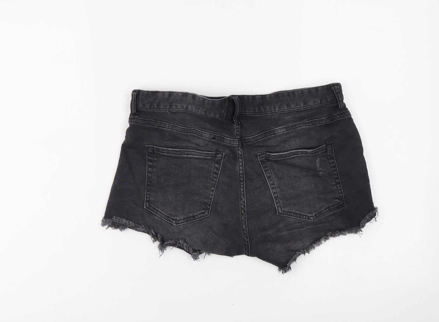 H&M Womens Grey Cotton Cut-Off Shorts Size 10 L3 in Regular Button