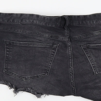 H&M Womens Grey Cotton Cut-Off Shorts Size 10 L3 in Regular Button