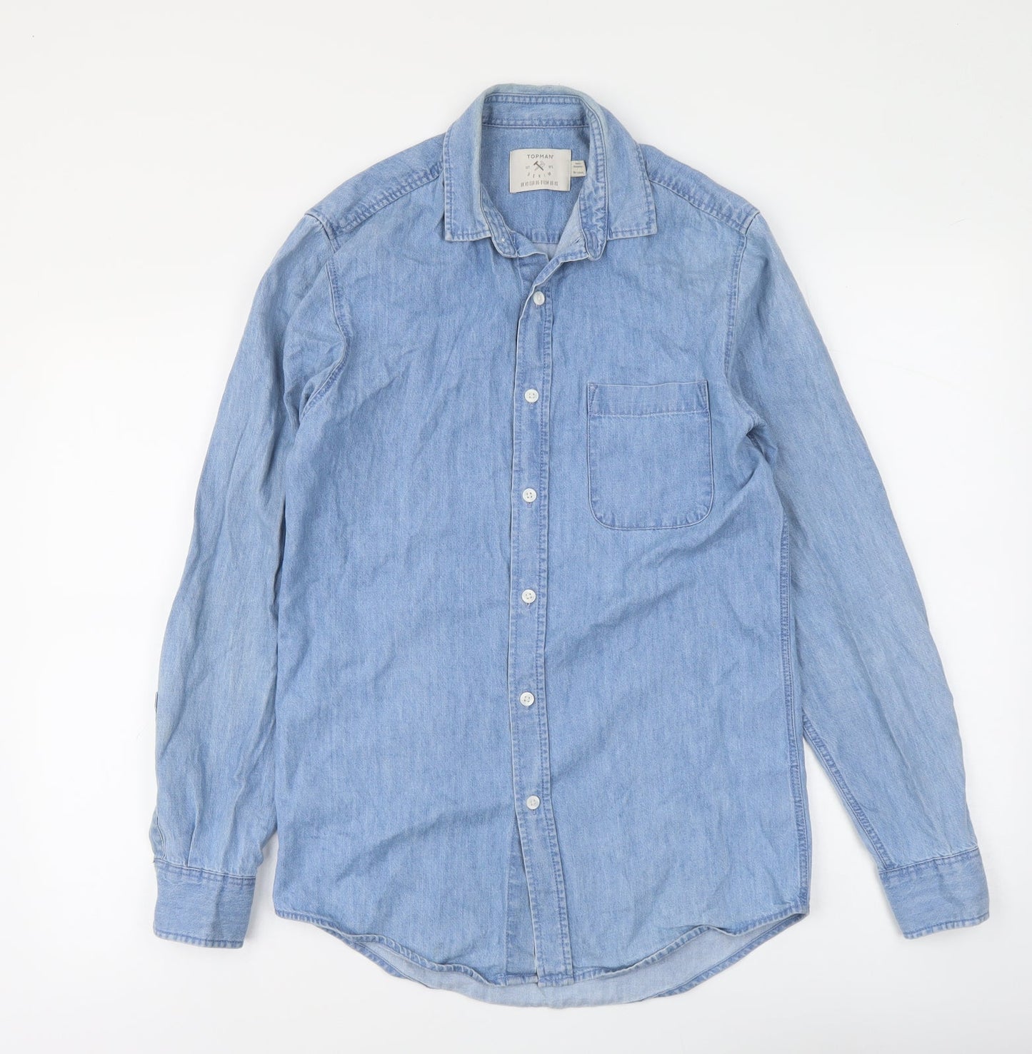Womens UK Size XS Topman Blue Basic Button-Up