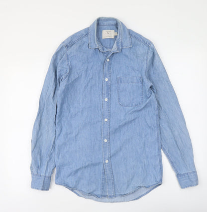 Womens UK Size XS Topman Blue Basic Button-Up