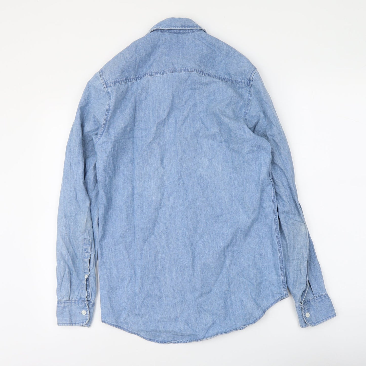 Womens UK Size XS Topman Blue Basic Button-Up
