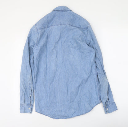Womens UK Size XS Topman Blue Basic Button-Up