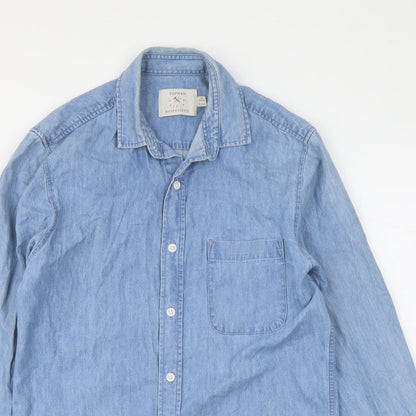 Womens UK Size XS Topman Blue Basic Button-Up