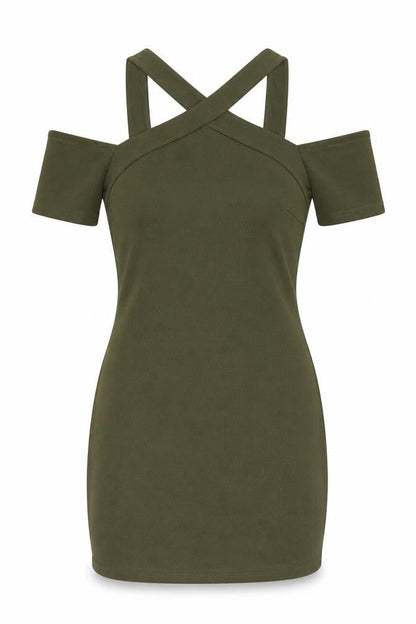 Miss Selfridge Womens Green Polyester Bodycon Size 12 V-Neck Pullover