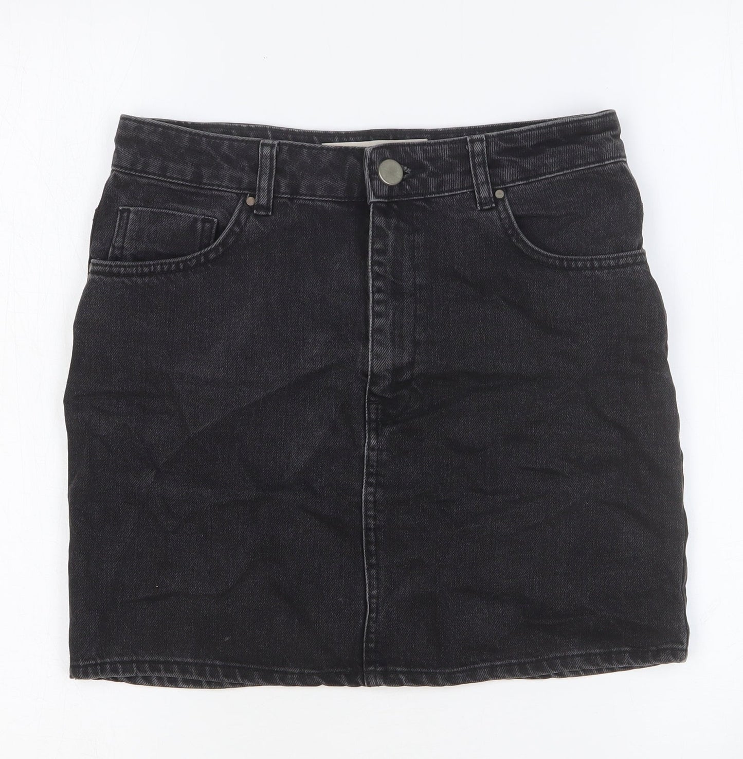 ASOS Womens Black Cotton Straight & Pencil Skirt Size 10 Button