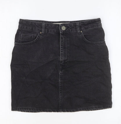 ASOS Womens Black Cotton Straight & Pencil Skirt Size 10 Button